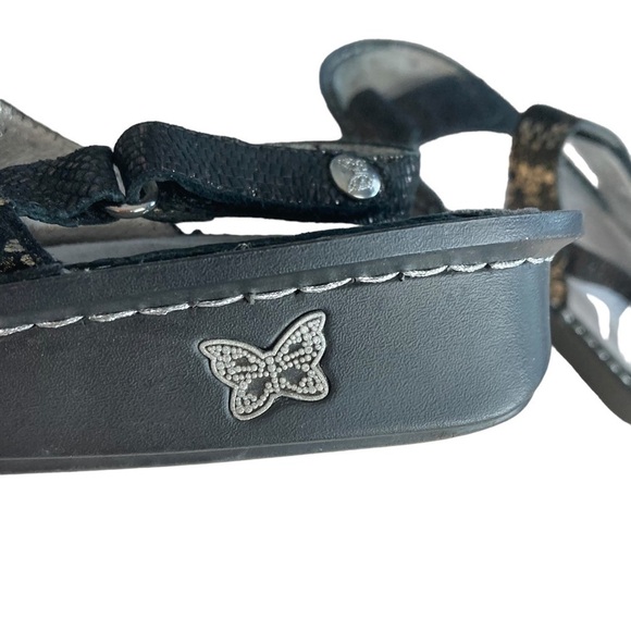 Algeria Verona-780 Black Metallic Two Strap w/Sling Back Leather Comfort Sandals - Picture 12 of 16